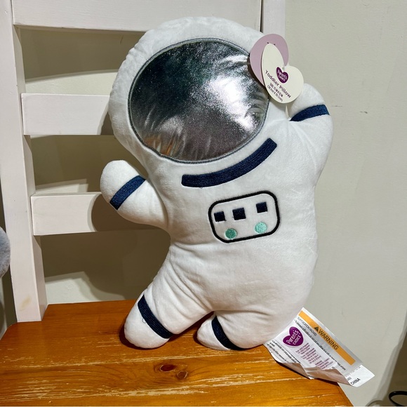 Parent's Choice Plush Toddler Pillow Astronaut Plush White w Blue Trim Sleep Toy - Picture 4 of 8